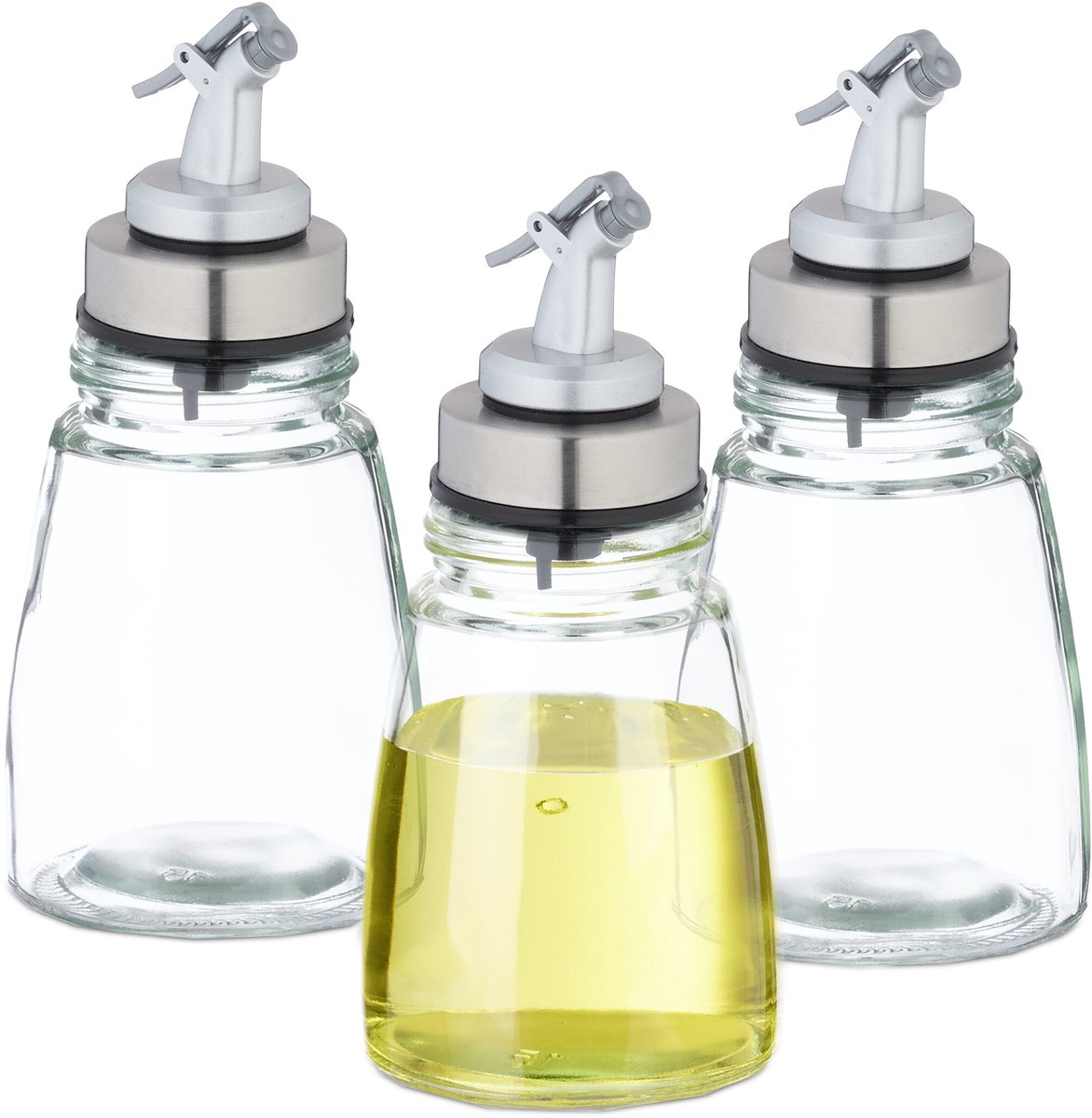 oliefles met schenktuit - set van 3 - 200 ml - drupt niet
