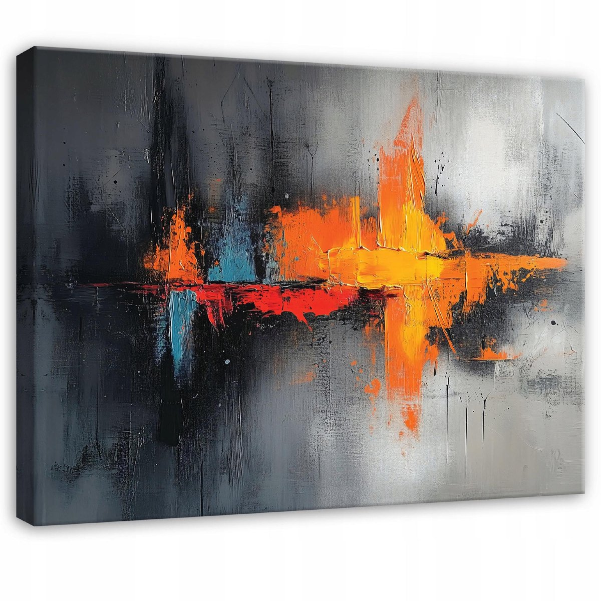 WALLARENA Canvas schilderij - 60x40 cm - abstracte afbeelding in grijs en zwart voor slaapkamer, woonkamer, keuken multikleurig