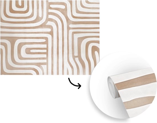 Behang - Fotobehang Aardetinten - Labyrintpatroon - Breedte 275 cm x hoogte 220 cm