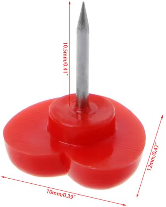 Punaises cœurs - Lot de 100 - Punaises pour tableau d'affichage - Punaises - Punaises de bureau - Punaises pour l'école - Accessoire de bureau - Pour Assiettes muraux en liège, notes, photos, projets, Hobby créatifs et dessin