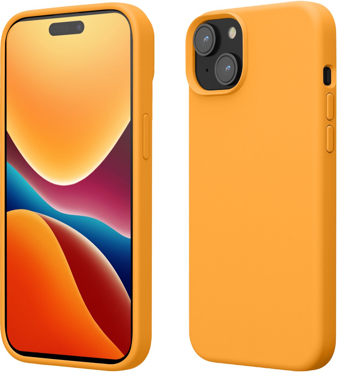kwmobile Case voor iPhone 15 - Slank TPU-Hoesje met Zachte Afwerking - In fruitig oranje