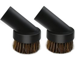 2-delige zwarte ronde stofborstel, 1,25 inch, stofzuigerslang 25 mm paardenhaar, Geschikt voor de meeste stofzuigeraccessoires