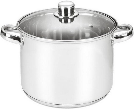 Michelino RVS soeppan – glazen deksel – 8 liter