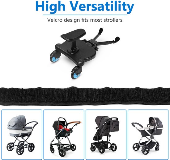 Universeel Meerijdplankje Tweewieler - Voor Kinderwagen/Buggy - Met Zitje - Onderweg - Verstelbaar - Dubbele stevige wielen - Extra stabiel - Blauw van Universeel — afbeelding 3