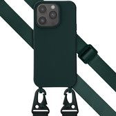Coque iPhone 14 Pro - Selencia Coque en Siliconen avec cordon détachable - Vert foncé