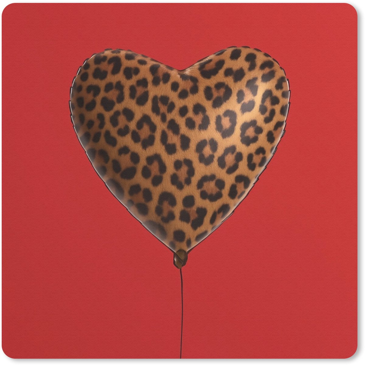 Muismat 30x30 cm - Mousepad Ballon - Hartvormig - Rood - Panterpatroon - Muismatten