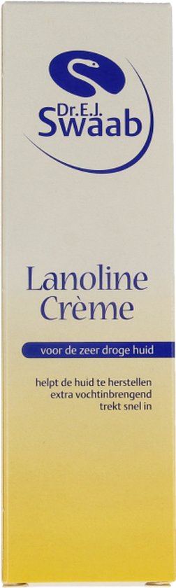 Dr. Swaab Lanoline Crème voor de zeer droge huid, helpt de huid te herstellen, extra vochtinbrengend, trekt snel in.