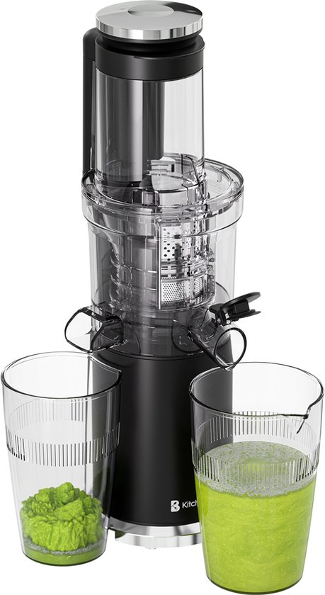 KitchenBrothers Slowjuicer - Verticaal - Juicer - Groenten en Fruitpers - 80 mm - 750 ml - Zwart