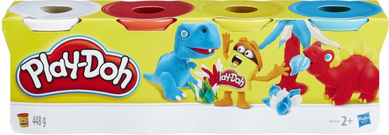 Play-Doh 4-pack Levendige kleuren - Potjes 85 gram - Boetseerklei