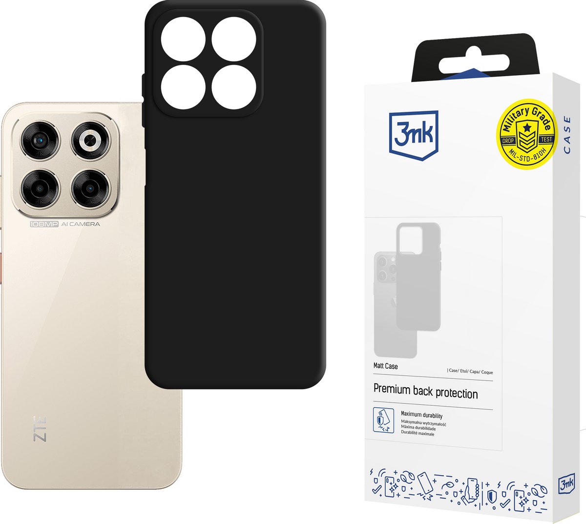 3Mk Hoesje Zte Blade V70 Mat Voor Telefoon Bescherming Anti-Schok