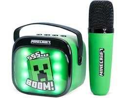 Minecraft - karaoke set voor kinderen - draadloze microfoon en speaker - met lichteffecten - stemvervorming