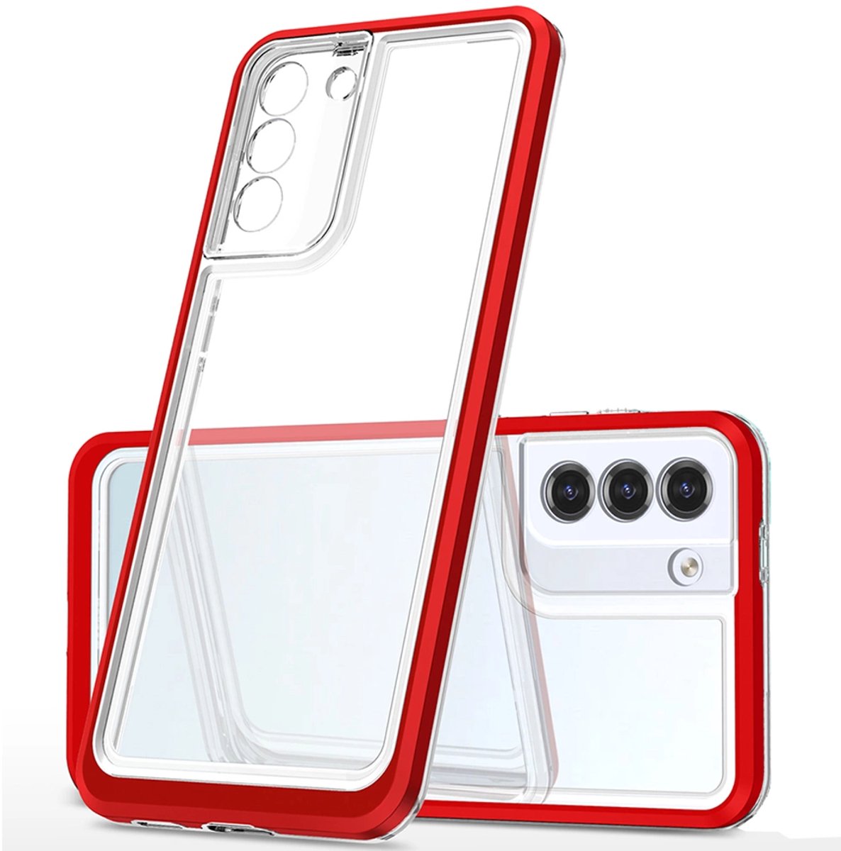 Hurtel Transparante 3-In-1 Hoesje Voor Samsung Galaxy S22 Gel Cover Met Frame