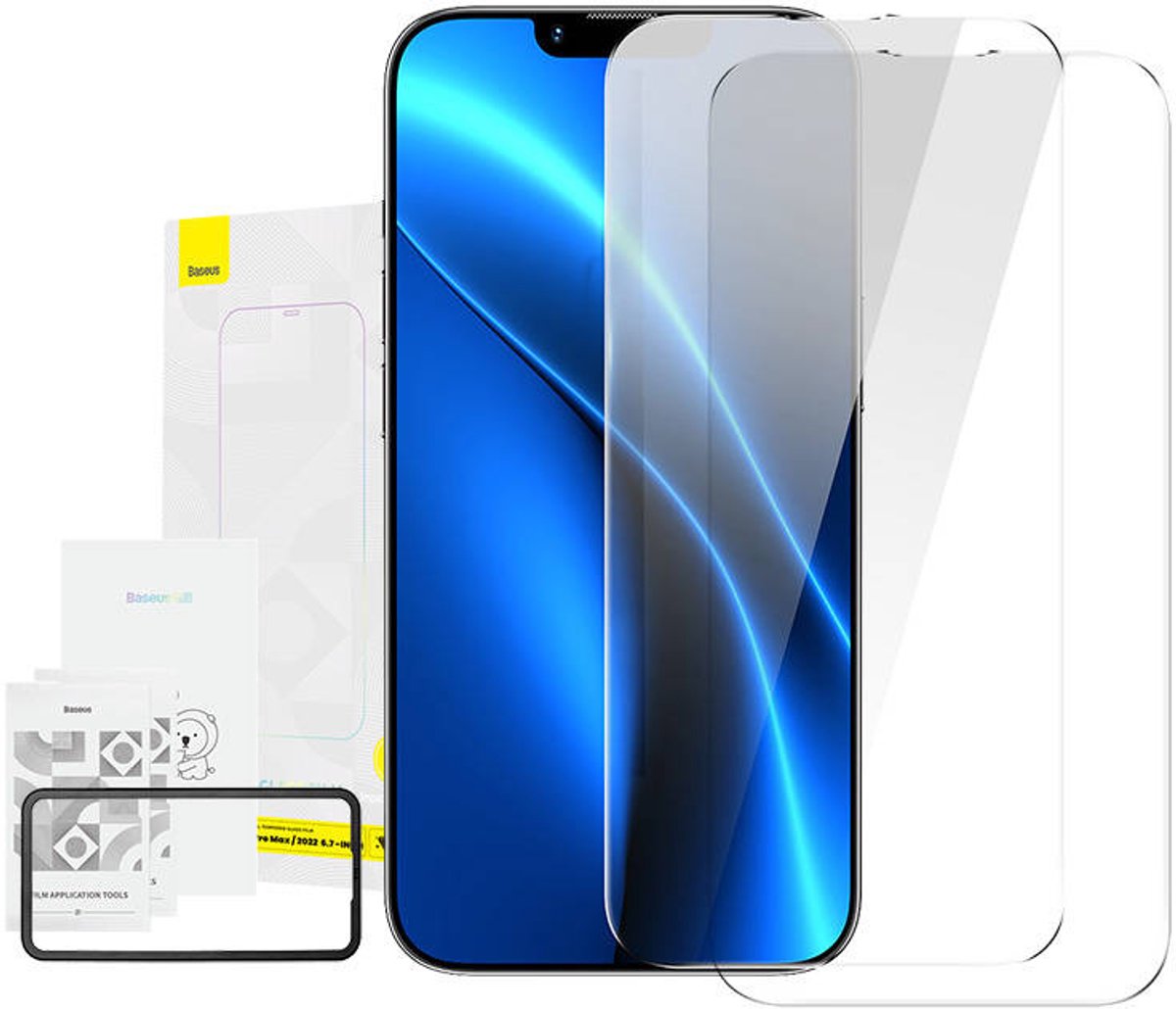 Baseus Gehard Glas 0,3 Mm Voor Iphone 14 Plus 13 Pro Max Camera 2 Stuks