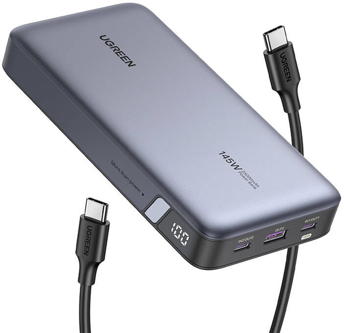Power Bank UGREEN Nexode 145W - 20000mAh, Câble USB-C Intégré 100W, 3 Ports, Charge Rapide - 5