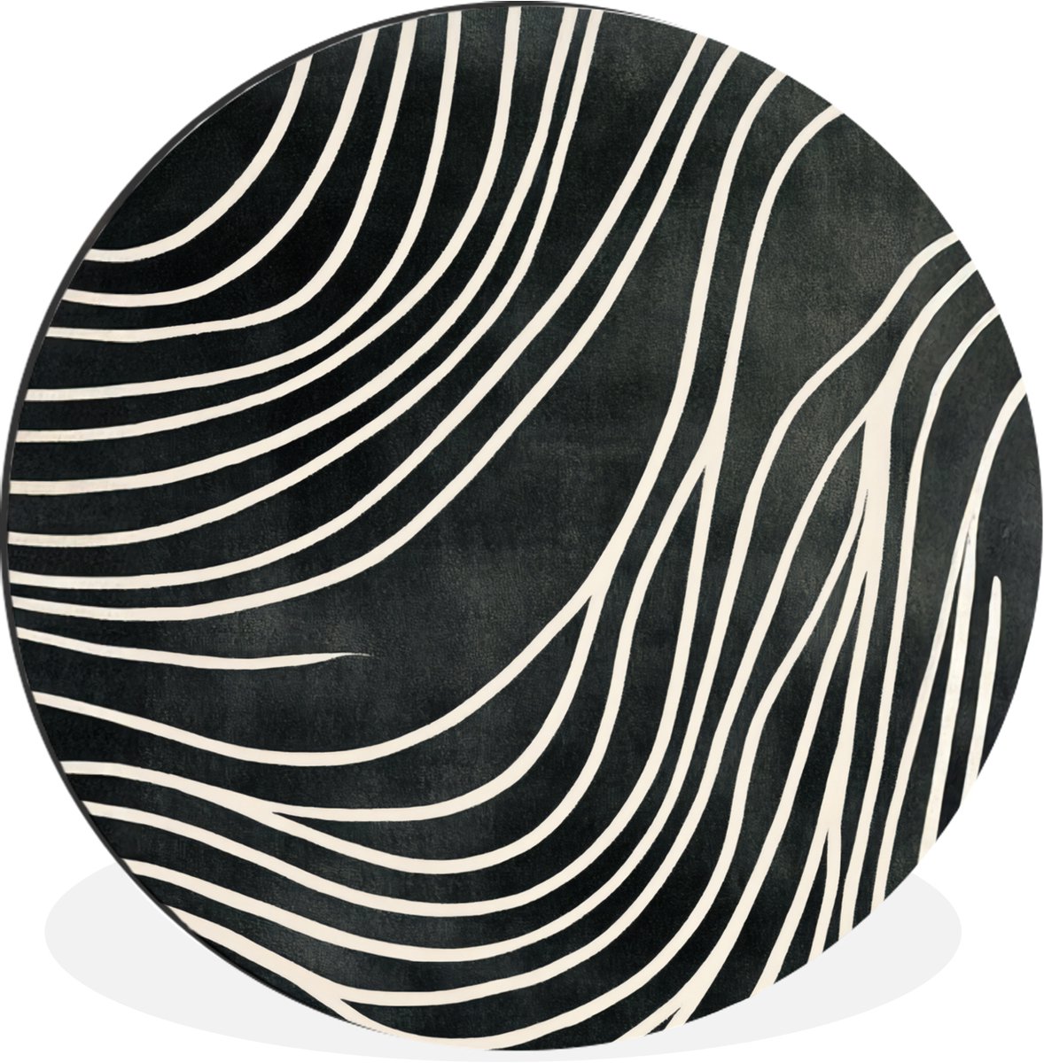 WallCircle Wandcirkel - Muurcirkel - Lijnen - Patroon - Abstract - Wit - Aluminium - Dibond - 140x140 cm - Binnen en Buiten Lijnen - Abstract
