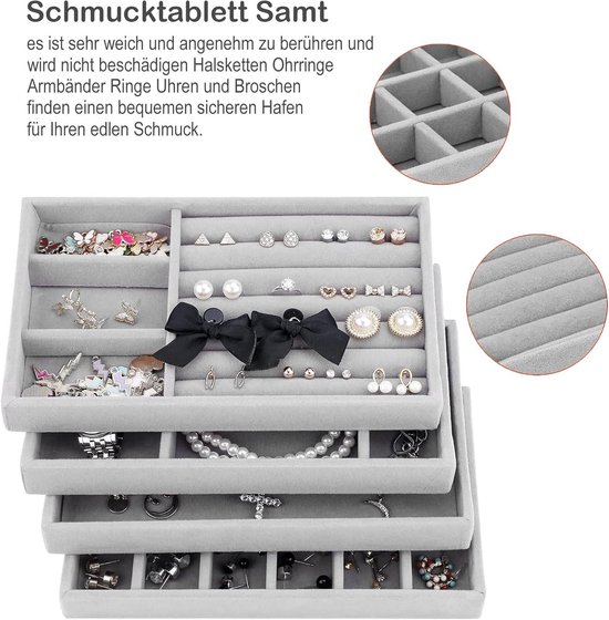 Acryl sieraden organizer, oorbel organizer, doos met 5 lades, stapelbare oorbelhouder voor ringen, oorbellen en armbanden (kaki