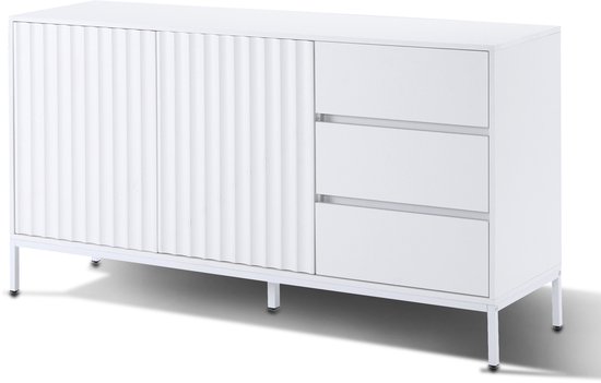 HOMCOM Dressoir met 2 deuren, keukenkast, café, opbergbar met 2 laden, verstelbare plank voor woonkamer en hal, wit