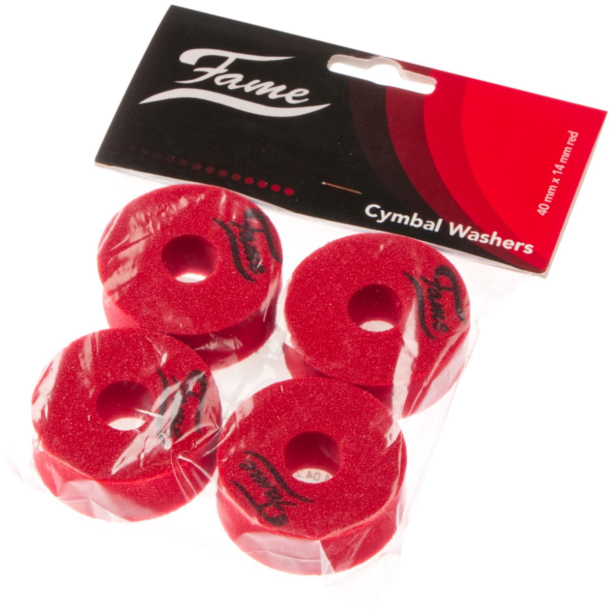 Fame Cymbal Washers Felt 40mm x 14mm, Red, x4 - Accessoire voor bekkens