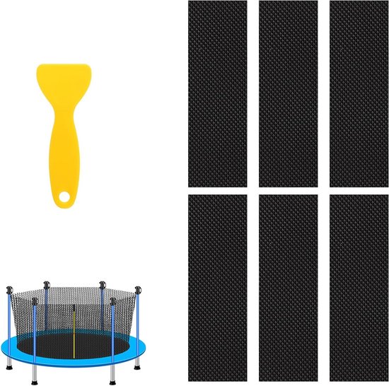 Lyreh Trampoline-Pleister Reparatieset, Inclusief 6st 3 Maten Rubberen Zelfklevende Trampoline-Pleister en 1st Schraper voor het Repareren van Scheuren of Gaten in Matten