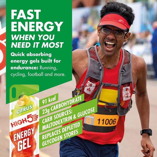 HIGH5 - Isotonic Energygel - Lemon smaak - Energie gel - Isotone Sportgel - Harlopen & Wielrennen - 20 x 40ml van Merkloos — afbeelding 3