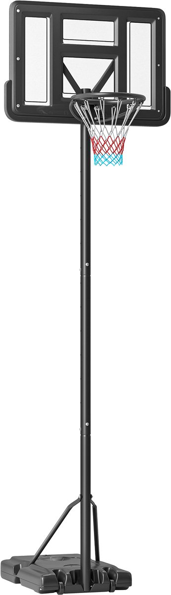 SPORTNOW-Basketballständer-Stahl, Kunststoff, HDPE-90L x 60B x 370H cm-Schwarz