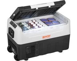 35L Cool Box 12/24V Roll-Up Electric Freezer 2-in-1 Double Zone Car Refrigerator Compressor for Keeping Warm and Cooling 60W Portable Handle Boat Truck