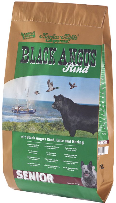 Markus-Mühle Senior met Black Angus rund hondenvoer