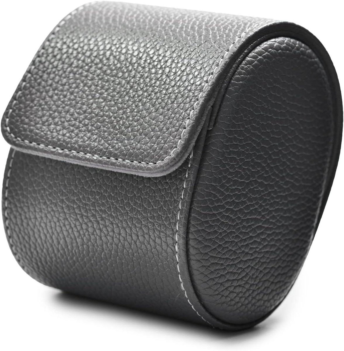 Luxe PU lederen horlogedoos opbergdoos voor één horloge - grijs - ideaal als geschenk voor Kerstmis en verjaardag