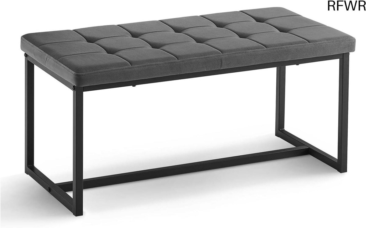 RFWR® Moderne gestoffeerde eetkamerbank met fluwelen bekleding en metalen poten - 100 cm