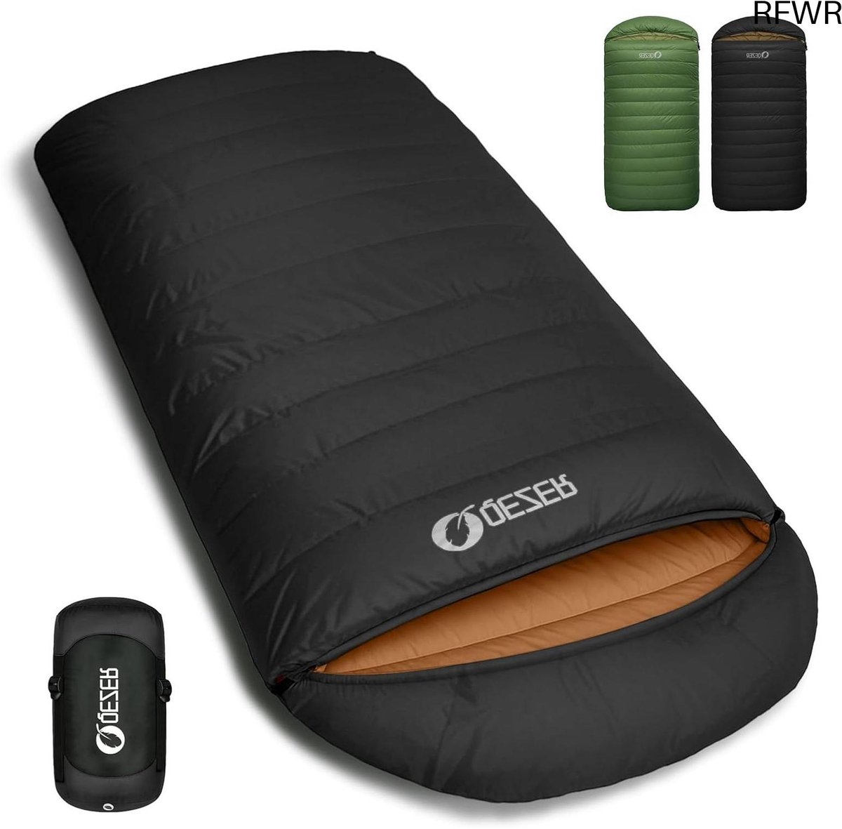 RFWR® XXL Donsslaapzak 230cm x 100cm – Lichte en Warme Slaapzak voor Kamperen en Wandelen – 3-4 Seizoenen