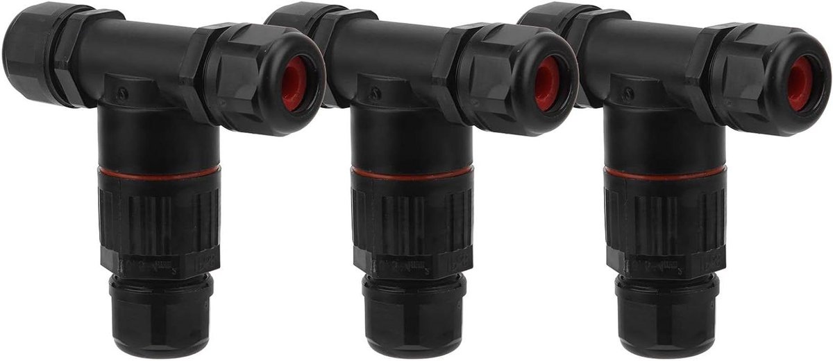 Waterdichte stekker set - 3-pack IP68 waterdicht T-vormige elektrische kabelconnector voor buiten gebruik