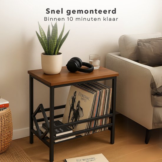 Cheqo® LP Opbergsysteem - Bijzet Tafel - Vinyl Houder - Platenrek - Platenhouder - Bijzettafel - Platenkast - Platenstandaard LP Rek - Platenspeler Meubel - Metaal MDF — afbeelding 5