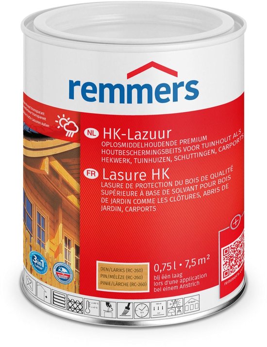 Remmers HK Lazuur 3in1 750ml - Den/Lariks - Beits - Buitenbeits