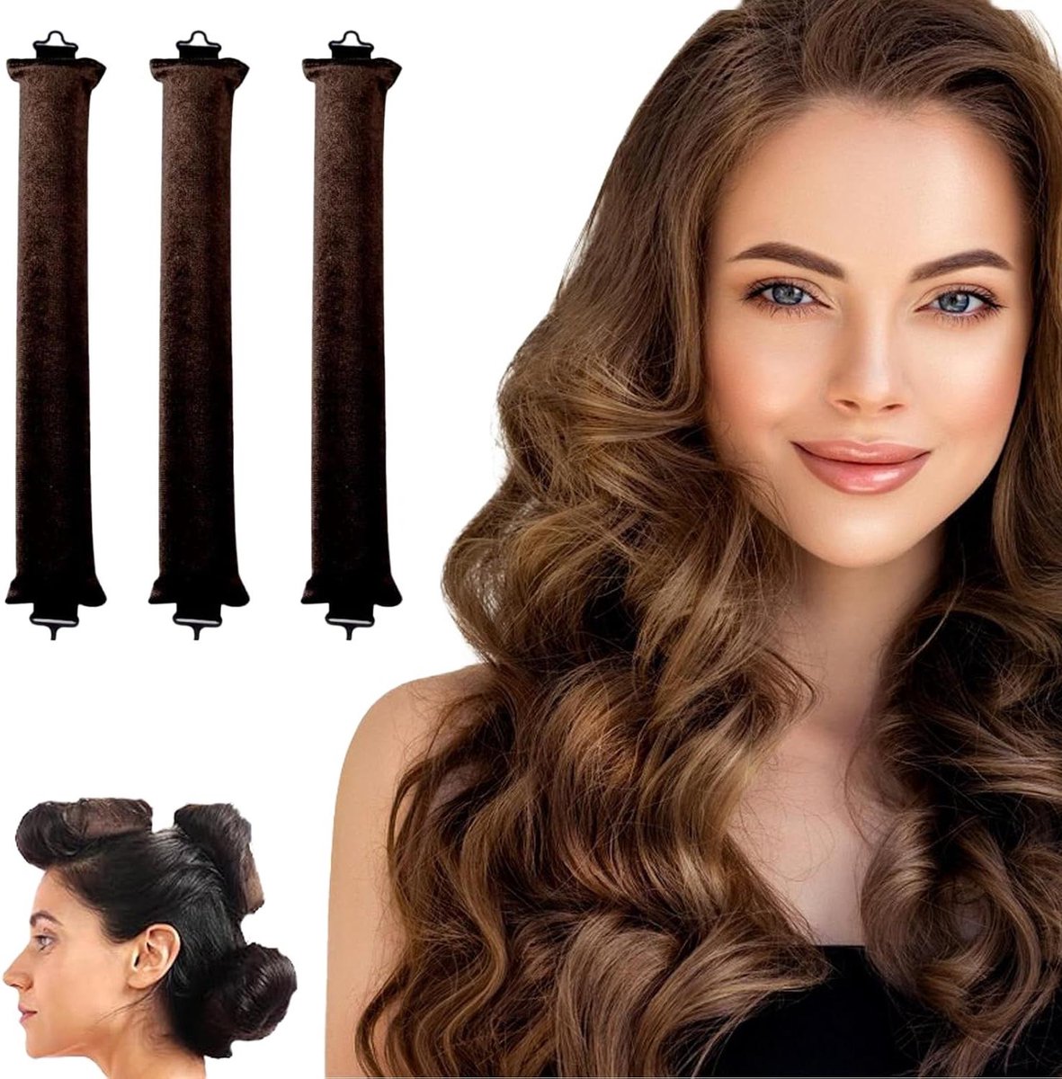 Allecto Plus - 3 stuks flexibele krulspelden voor alle haartypes - hittevrij - ideaal voor 's nachts - haarstyling met haken