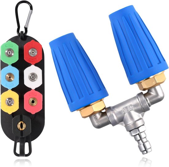 Dual Turbo Nozzle Hogedrukreiniger Met 5 Nozzle Tips - Tot 4000 PSI - Roterend Turbo Mondstuk Voor Beton, Tuin En Auto