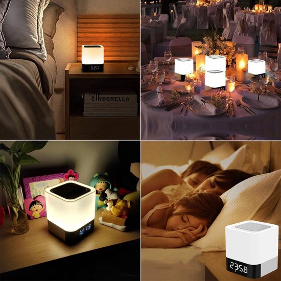 EXCITAT Nachtlampje - Wake up Light - Luidsprekers boxen - Bluetooth luidspreker - Wekker - Draagbare - Dimbaar - Aanraakkleurverandering — afbeelding 3