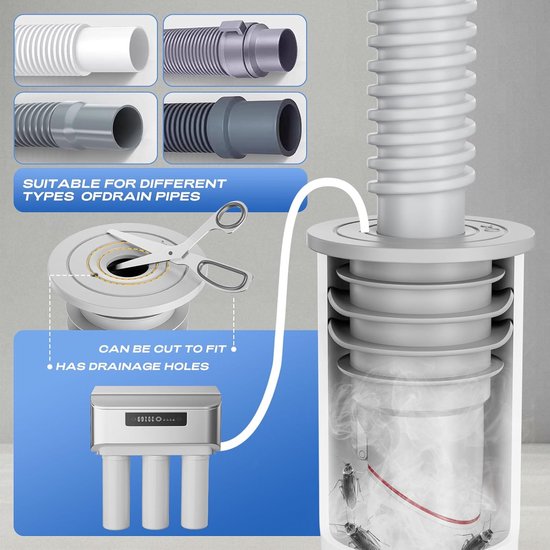 2 stuks geurafsluiter voor wasmachine, 35-40 mm, wasmachine, buisafdichting met afsluitdeksel, siliconen afvoerbuisafdichting met magneetschakelaar, voor wasmachine, wastafel