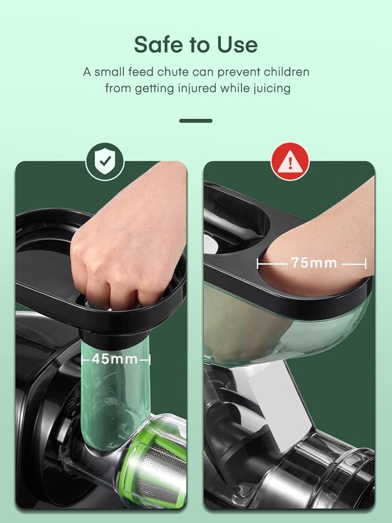 RFWR® Slowjuicer voor Groenten en Fruit met Stil Motor en Omkeerfunctie van RFWR — afbeelding 2