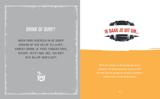 Pagina met de tekst 'DRINK OF DURF?' en een icoon van een bierpul.