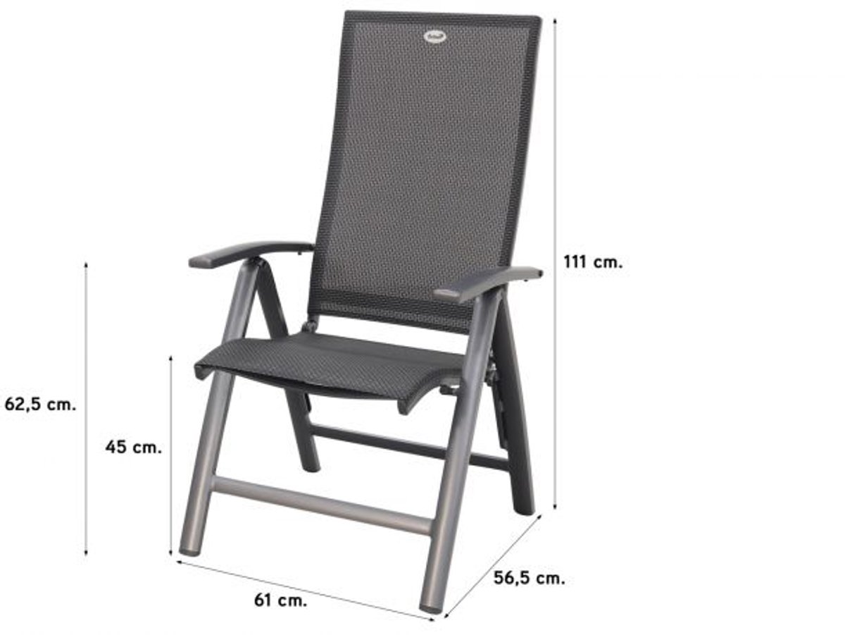 Hartman Valentino/Kings 6-persoons verstelbare dining tuinset 220x100 cm. - Antraciet – foto 6
