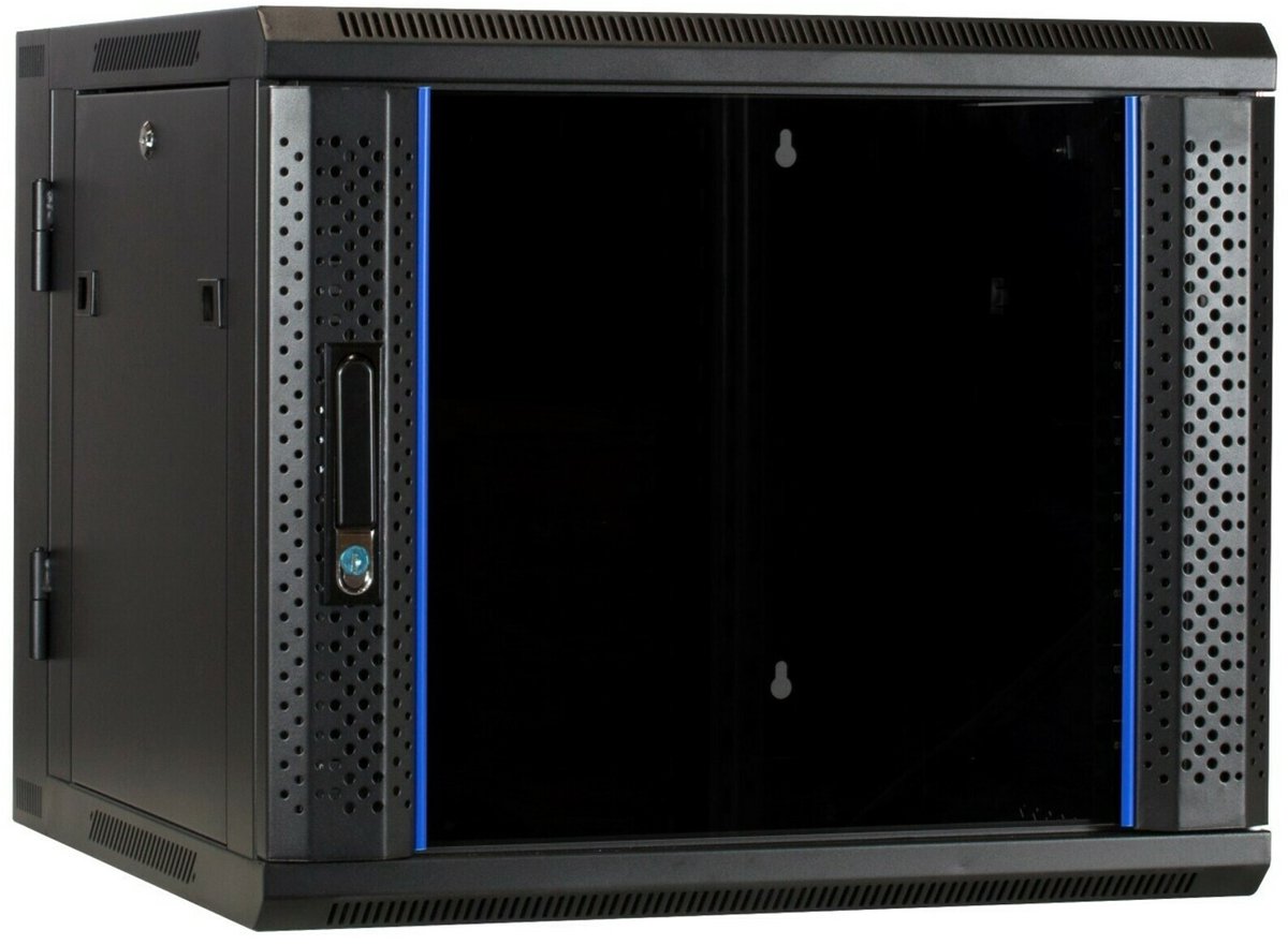 Image of DSIT 9U wandkast (kantelbaar) met glazen deur 600x600x500mm (BxDxH) - serverbehuizing - serverrack - serverkast - 19 inch