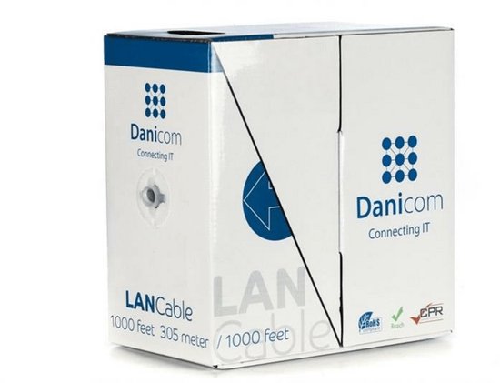 Câble Danicom CAT5e U/UTP 305 mètres op rol souple gris CCA - Pull box - Câble Internet - Câble réseau - Câble UTP