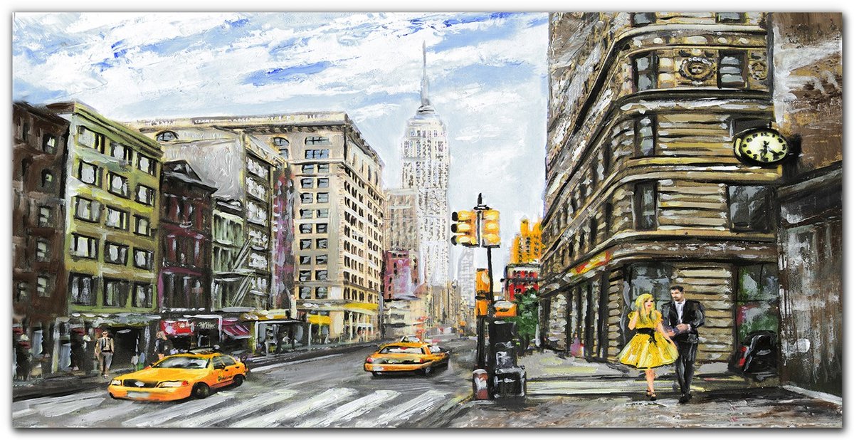 TULUP Canvas Doek Foto - New York Schilderijen Op Canvas Doek - 140 cm x 70 cm - Veelkleurig Foto Canvas - Klassieke Canvas Kunst - Canvas Doek Foto - Canvas Schilderijen voor de Slaapkamer Veelkleurig New York