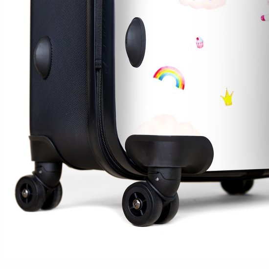 NoBoringSuitcases.com® - Grande valise - Valise légère - Unicorn - Arc-en-ciel - Montgolfière - Étoiles - Rose - Meiden - Valise 4 roues - Grand trolley XL - 98 litres de bagages