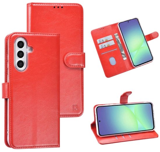 Multimedia & Accessoires PU Lederen Book Case Hoesje geschikt voor Samsung Galaxy A36 5G – Rood - Portemonnee – Met Stand – Kaarthouder – Pasjes Houder – 3 Pasjes - Magneet Sluiting – Bookcase