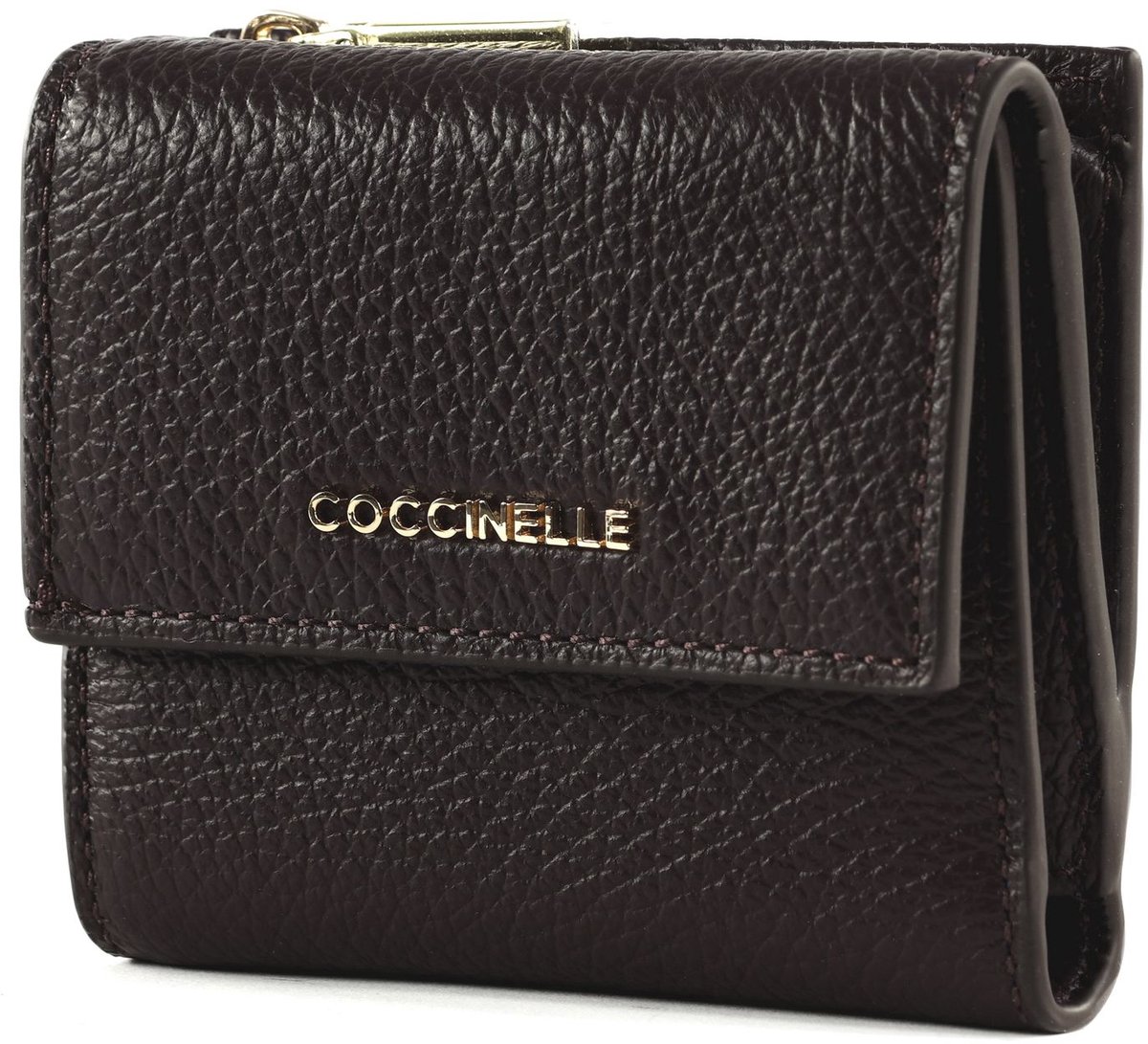 COCCINELLE Leren portemonnee Metallic Soft Wallet Grained Leather Prune donkerpaars