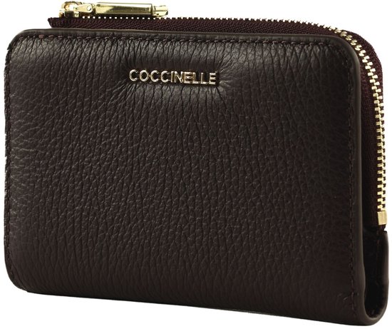COCCINELLE Cuir porte-monnaie Metallic Soft Wallet Prune violet foncé