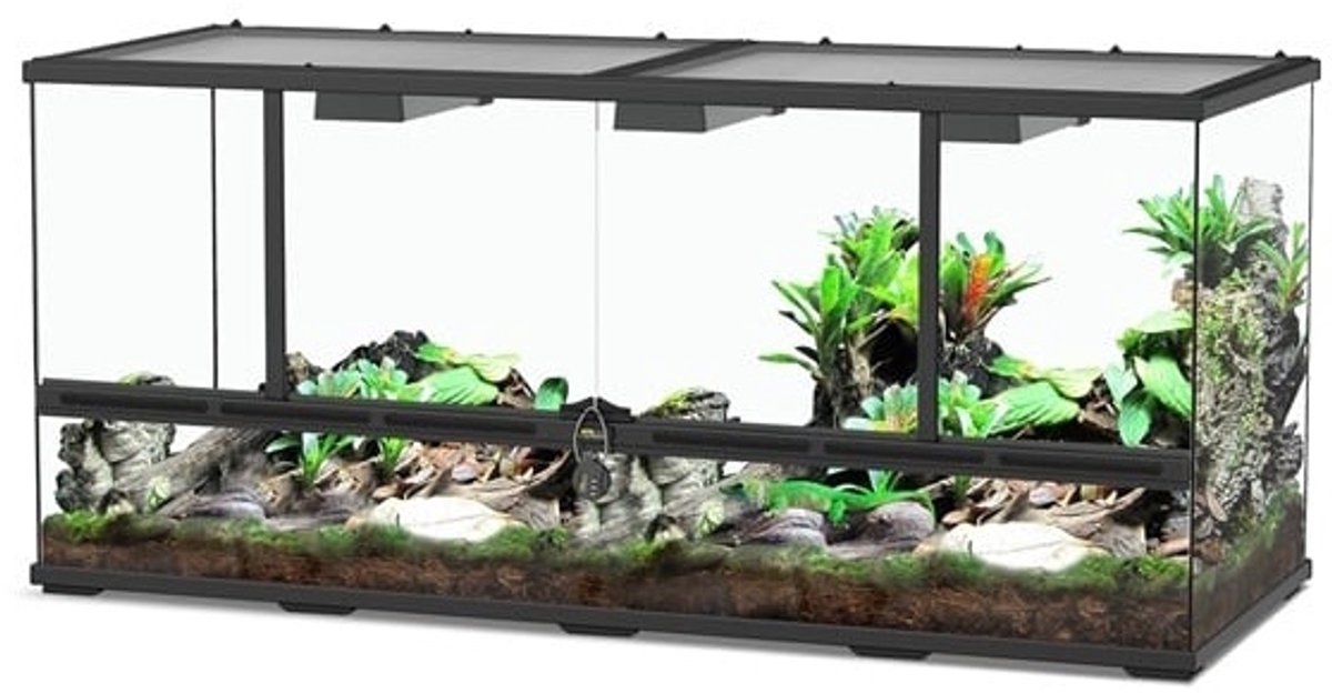 TerrAtlantis Terrarium Zwart-001 118 x 45 x 45CM met Security Lock en luchtcirculatie