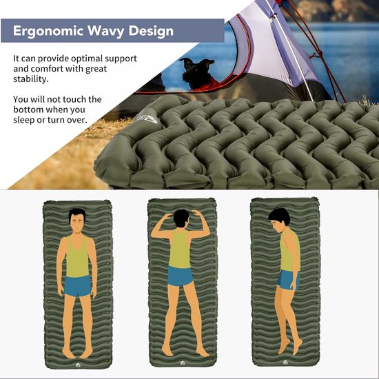 RFWR® Opblaasbare camping isomatte voor comfortabele en vochtbestendige slaapervaring van RFWR — afbeelding 2