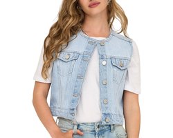 Only Gilet Onlfeliz Dnm Waistcoat Round Collar 15351937 Light Blue Denim Dames Maat - S